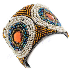 Glass Seed Beads us 8" Peacock Beige Bracelet
