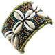 Glass Seed Beads Cowry Shells us 7" Peacock Bracelet
