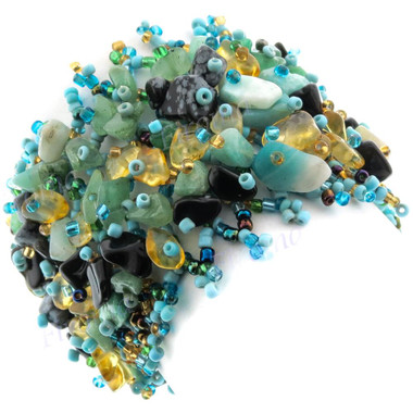 Glass Beads Aventurine Crystal us 6 1/2" Peacock Bracelet