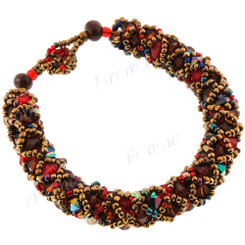 Glass Seed Beads us 8" Peacock Red Bracelet