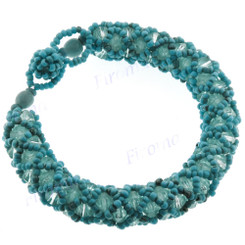 Glass Seedbicone Beads us 8" Turquoise Bracelet