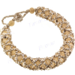 Glass Seedbicone Beads us 8" Beige Cream Bracelet