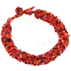 Glassbicone Seed Beads us 8" Magenta Orange Bracelet