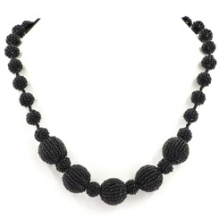 Glass Seed Beads 24" Black Necklace