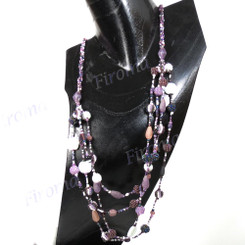 Glass Eed Beads Ceramic Beads us 36" Peacock Beige Necklace