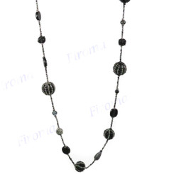 Glass Seed Beads us 44" Black Necklace