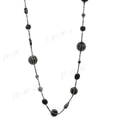Glass Seed Beads us 44" Black Necklace
