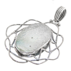 1 5/8" 925 Sterling Silver Agate Druzy us Pendant