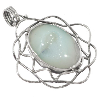 925 Silver Agate Druzy Drusy Sterling Pendant, 1 5/8"