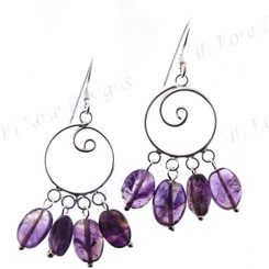 1 3/16" 925 Silver Amethyst French Wires Earrings