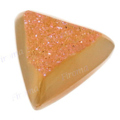 Cabochon Agate Druzy Triangle 11/16"(17mm) Titanium Gold