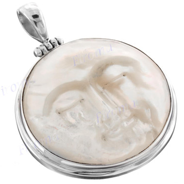 1 15/16" 925 Silver Mother Of Pearl Moonface us Pendant