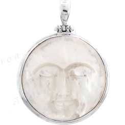 1 15/16" 925 Silver Mother Of Pearl Moonface us Pendant