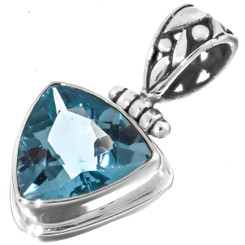 1 1/8" 5CT TRILLION SKY BLUE TOPAZ 925 STERLING SILVER pendant