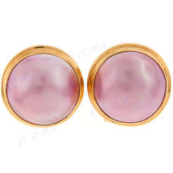 9/16" 925 Silver 24k Gold Pink Mabe Pearl Omega Earrings