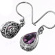 1" 925 Silver Amethyst Teardrop French Hook Earrings