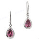 1" 925 Silver Pink Quartz Teardrop French Hook Earrings