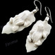2 1/16" 925 Silver Bison Bone Carving Leaf Wires Earrings