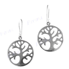13/16" 925 Silver Tree Of Life French Wires Earrings