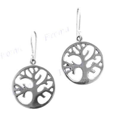 13/16" 925 Silver Tree Of Life French Wires Earrings