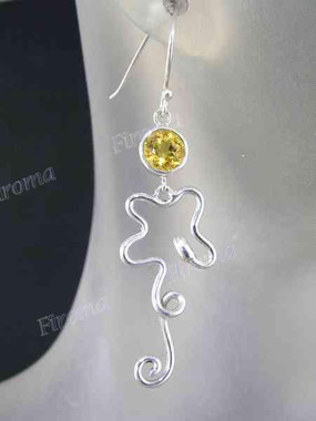 1 9/16" 925 Silver Citrine French Earrings