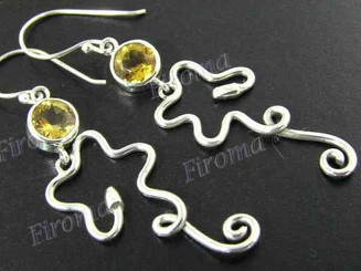 1 9/16" 925 Silver Citrine French Earrings
