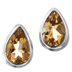 1/2" 925 Silver Citrine Teardrop Pear Post Earrings