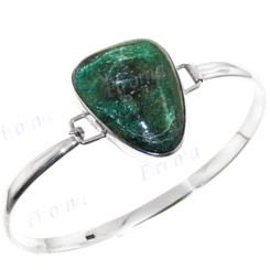 925 Sterling Silver Russian Fuchsite 7" Cuff Bracelet
