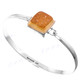 925 Sterling Silver Titanium Druzy 7" Pink Bangle Bracelet