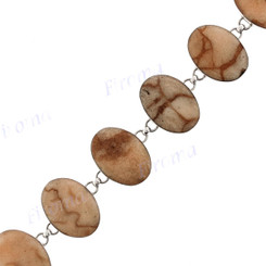 925 Sterling Silver Sponge Coral Oval 8" Toggle Bracelet
