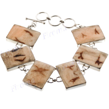 925 Sterling Silver Sponge Coral Square 8" Toggle Bracelet
