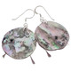 7/8" 925 Silver Abalone Shell Purple French Earrings