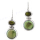 1" 925 Silver Tourmaline Biwa Pearl French Wires Earrings