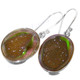 1" 925 Silver Granny Apple Drusy Oval French Wires Earrings