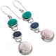 1 5/8" 925 Silver Peridot Opal Doublet Biwa French Earrings