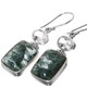 925 Silver 8ct White Quartz Chatoyant Seraphinite Earrings, 1 7/16"