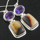 1 1/16" 925 Silver Amethyst Bronarite French Wires Earrings