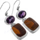 1 1/16" 925 Silver Amethyst Bronarite French Wires Earrings