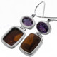 1 1/16" 925 Silver Amethyst Bronarite French Wires Earrings