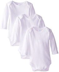 3 Pack Long Sleeve Bodysuit, White Wholesale