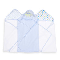 3 Count Soft Terry Hooded Towel Set, Blue Dino