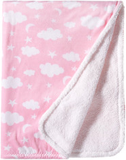 Fleece Velboa Blanket, Pink Clouds