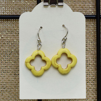 Yellow Stone Flower Earrings