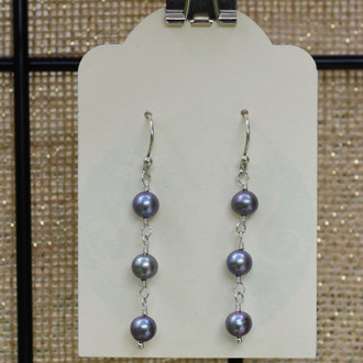 Purple Pearl 3 Drop Earrings