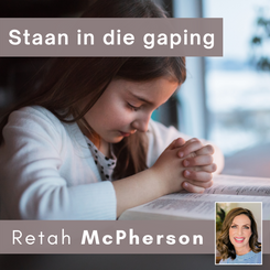 Retah McPherson's Afrikaans MP3 teaching about "Staan in die gaping." This is an Afrikaans MP3 teaching. This product you will download directly after purchase. No CD will be shipped to you.