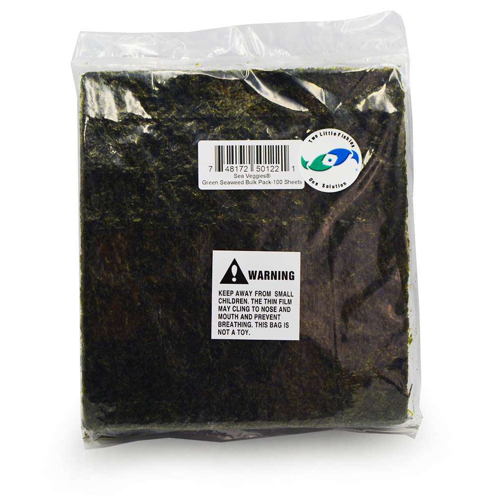 Sea Veggies Seaweed Green Bulk (100 Sheet Pack / 12 oz) Two Little