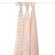 aden + anais 3 Pack Bamboo Swaddle Muslin - Metallic Birch Primrose