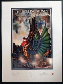 ROLLING STONES - LITHOGRAPH - 1973 - CARDIFF CASTLE - TOUR POSTER - MICK JAGGER