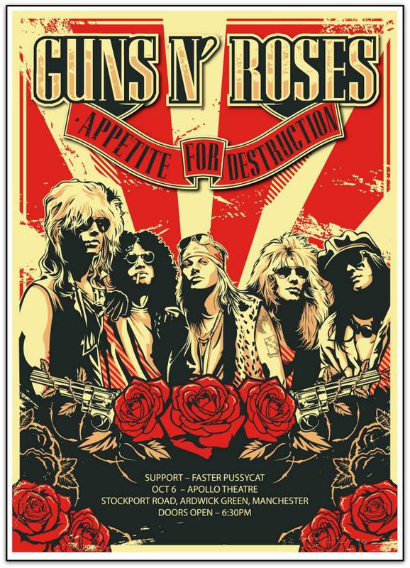Guns N' Roses ポスター GUNS AND ROSES - APPETITE FOR DESTRUCTION - APOLLO THEATRE