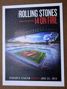 THE ROLLING STONES - 14 ON FIRE -  BERNABEU STADIUM - MADRID -  TOUR POSTER 